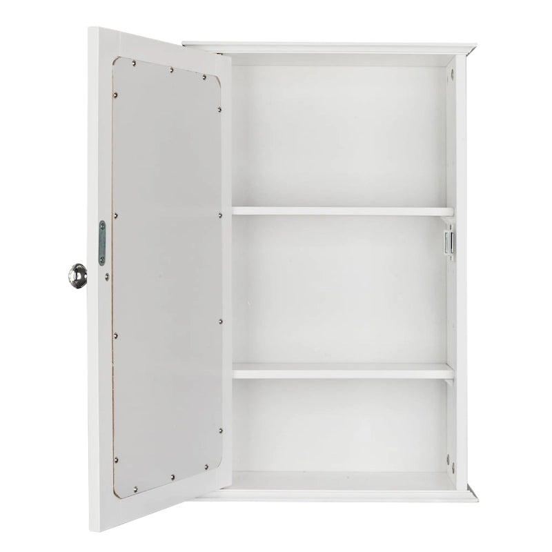 White Single-Door Wall-Mounted Mirror Cabinet, 1-Person