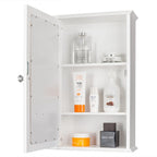 White Single-Door Wall-Mounted Mirror Cabinet, 1-Person