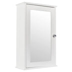 White Single-Door Wall-Mounted Mirror Cabinet, 1-Person