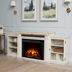 Off White Electric Fireplace TV Stand, Single-Zone, Fits up to 80" TV