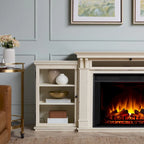 Off White Electric Fireplace TV Stand, Single-Zone, Fits up to 80" TV