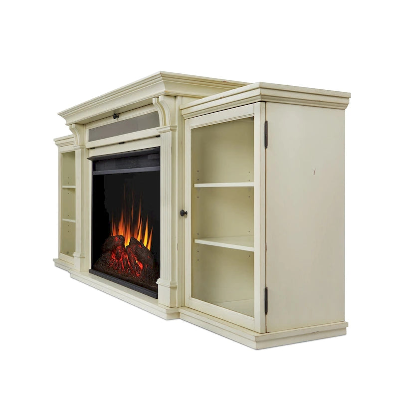Off White Electric Fireplace TV Stand, Single-Zone, Fits up to 80" TV