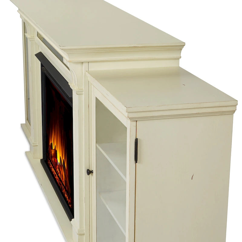 Off White Electric Fireplace TV Stand, Single-Zone, Fits up to 80" TV