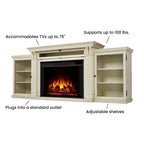 Off White Electric Fireplace TV Stand, Single-Zone, Fits up to 80" TV