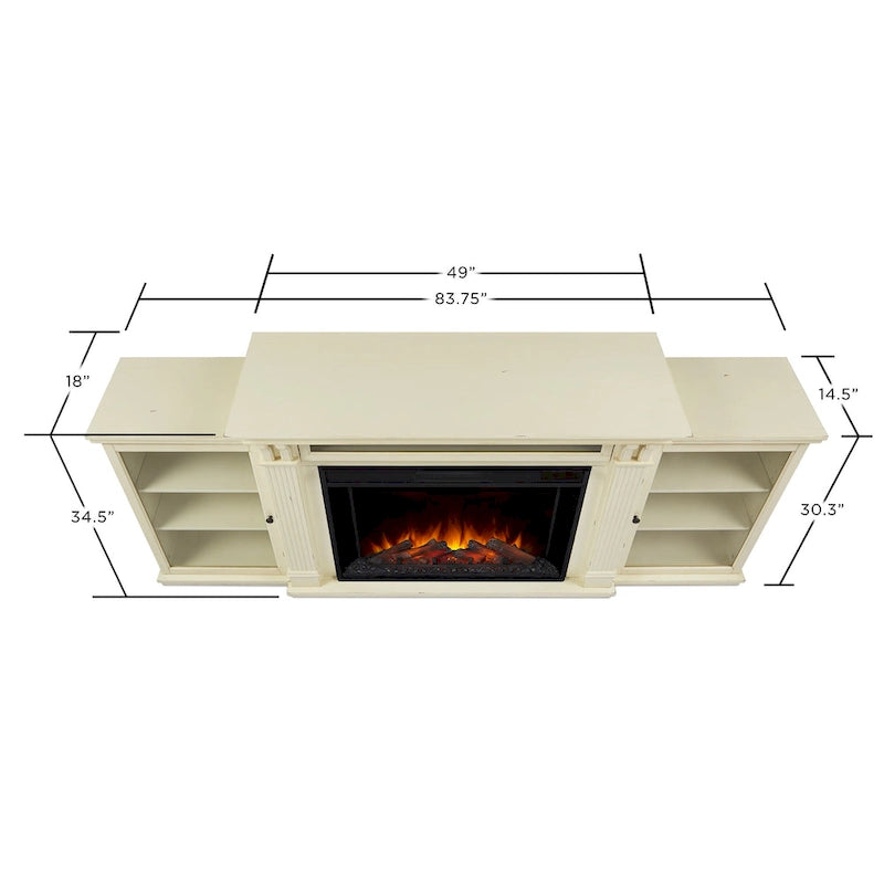 Off White Electric Fireplace TV Stand, Single-Zone, Fits up to 80" TV