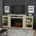 Off White Electric Fireplace TV Stand, Single-Zone, Fits up to 80" TV