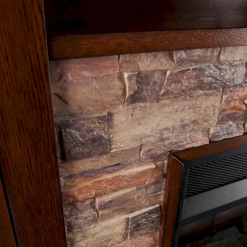Faux Stone Electric Fireplace TV Stand, Corner/Mantel Style, Fits TVs up to 50"