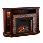 Faux Stone Electric Fireplace TV Stand, Corner/Mantel Style, Fits TVs up to 50"