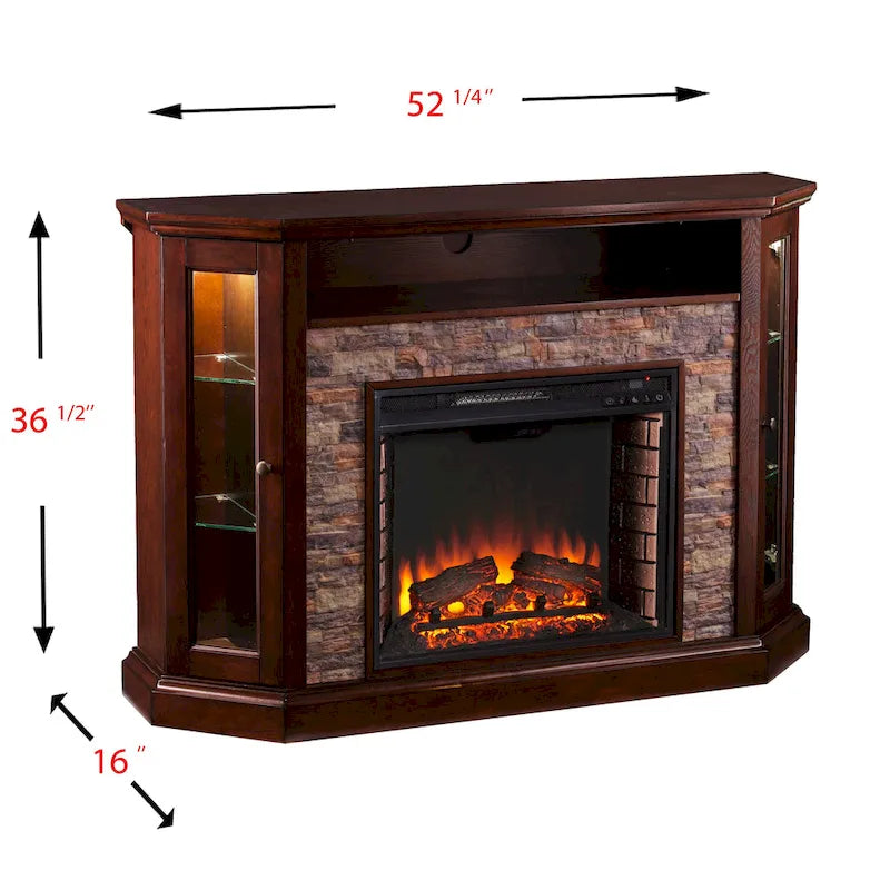 Faux Stone Electric Fireplace TV Stand, Corner/Mantel Style, Fits TVs up to 50"