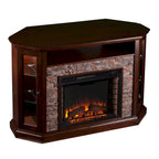 Faux Stone Electric Fireplace TV Stand, Corner/Mantel Style, Fits TVs up to 50"