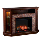 Faux Stone Electric Fireplace TV Stand, Corner/Mantel Style, Fits TVs up to 50"