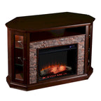 Faux Stone Electric Fireplace TV Stand, Corner/Mantel Style, Fits TVs up to 50"