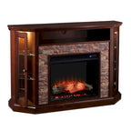 Faux Stone Electric Fireplace TV Stand, Corner/Mantel Style, Fits TVs up to 50"