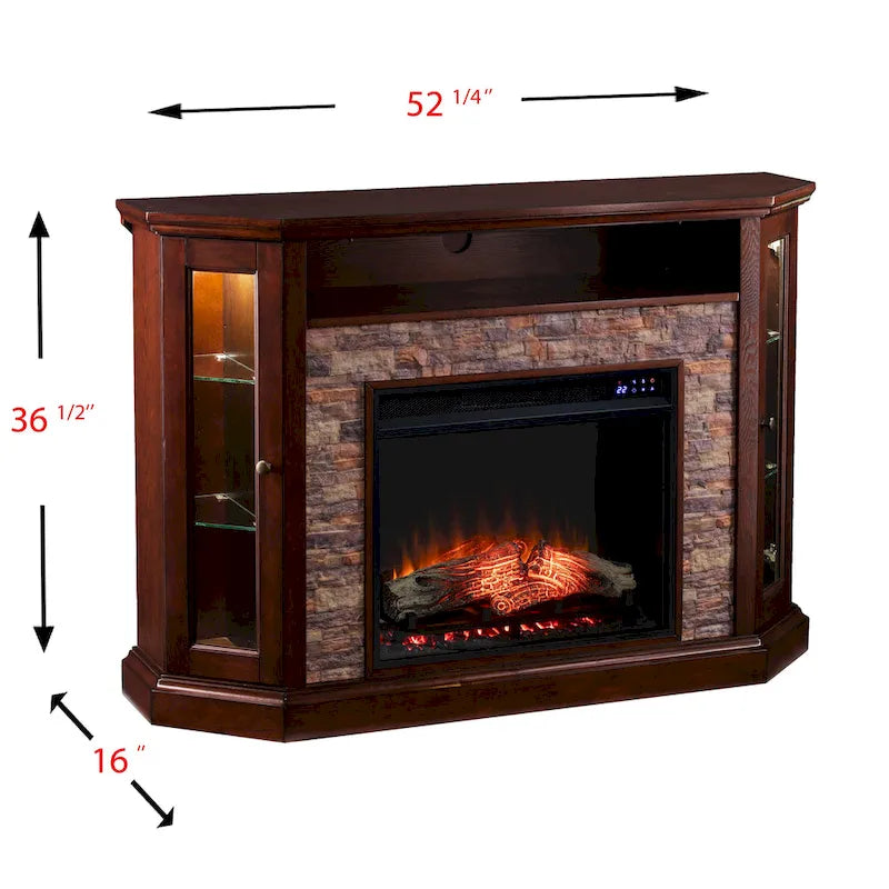 Faux Stone Electric Fireplace TV Stand, Corner/Mantel Style, Fits TVs up to 50"