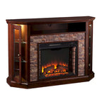 Faux Stone Electric Fireplace TV Stand, Corner/Mantel Style, Fits TVs up to 50"