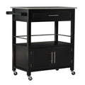 Black Mobile Kitchen Cart with Granite Top, Single-User