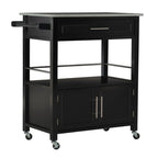 Black Mobile Kitchen Cart with Granite Top, Single-User