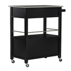 Black Mobile Kitchen Cart with Granite Top, Single-User