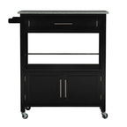 Black Mobile Kitchen Cart with Granite Top, Single-User