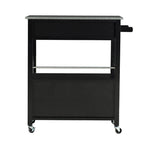 Black Mobile Kitchen Cart with Granite Top, Single-User