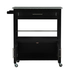 Black Mobile Kitchen Cart with Granite Top, Single-User