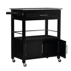 Black Mobile Kitchen Cart with Granite Top, Single-User