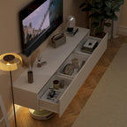 White / Black Wall-Mounted Floating TV Stand with LED Lights – 1-Person Install, Fits up to 75"