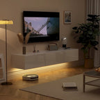 White / Black Wall-Mounted Floating TV Stand with LED Lights – 1-Person Install, Fits up to 75"