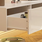 White / Black Wall-Mounted Floating TV Stand with LED Lights – 1-Person Install, Fits up to 75"
