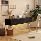 White / Black Wall-Mounted Floating TV Stand with LED Lights – 1-Person Install, Fits up to 75"