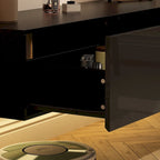 White / Black Wall-Mounted Floating TV Stand with LED Lights – 1-Person Install, Fits up to 75"