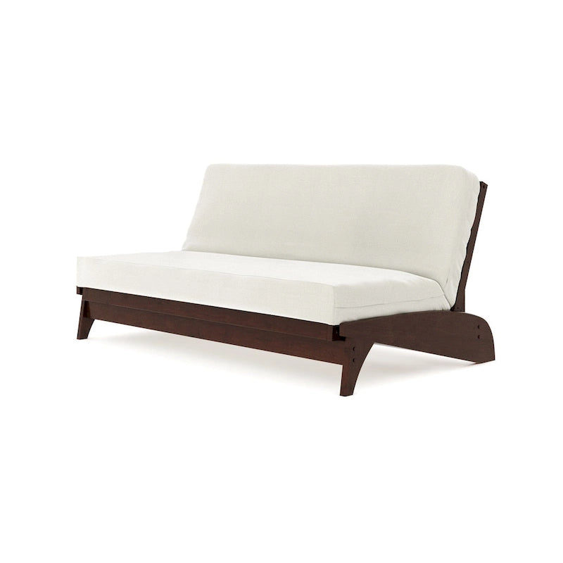 Cadre de futon grand lit, 2 places, chêne/cerisier/espresso/gris