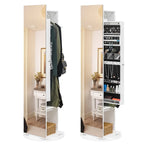 White Freestanding 360° Rotating Full-Length Mirror Jewelry Cabinet, 1-Person