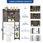 White/Oak Over-Toilet Storage Rack with Sliding Door, 1-Unit Bathroom Cabinet