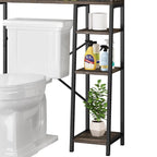 White/Oak Over-Toilet Storage Rack with Sliding Door, 1-Unit Bathroom Cabinet