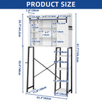 White/Oak Over-Toilet Storage Rack with Sliding Door, 1-Unit Bathroom Cabinet