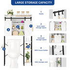 White/Oak Over-Toilet Storage Rack with Sliding Door, 1-Unit Bathroom Cabinet