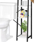 White/Oak Over-Toilet Storage Rack with Sliding Door, 1-Unit Bathroom Cabinet