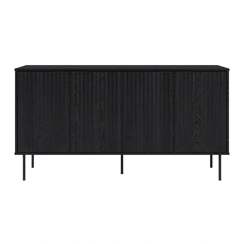 Black / Light Brown Fluted Sideboard Buffet, 2-Door, 62"