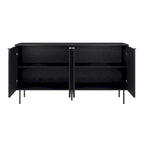 Black / Light Brown Fluted Sideboard Buffet, 2-Door, 62"