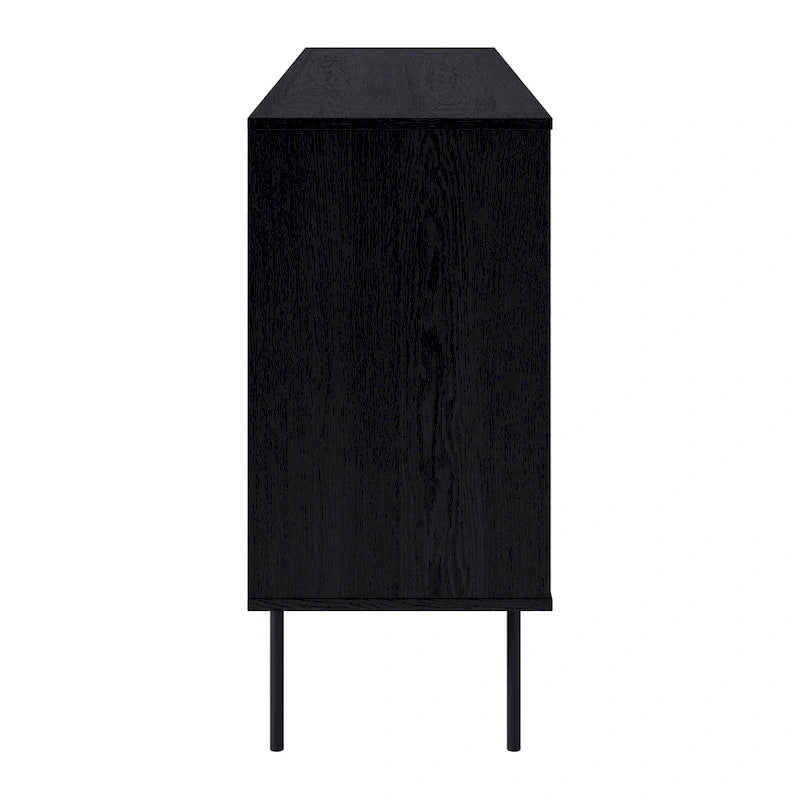 Black / Light Brown Fluted Sideboard Buffet, 2-Door, 62"