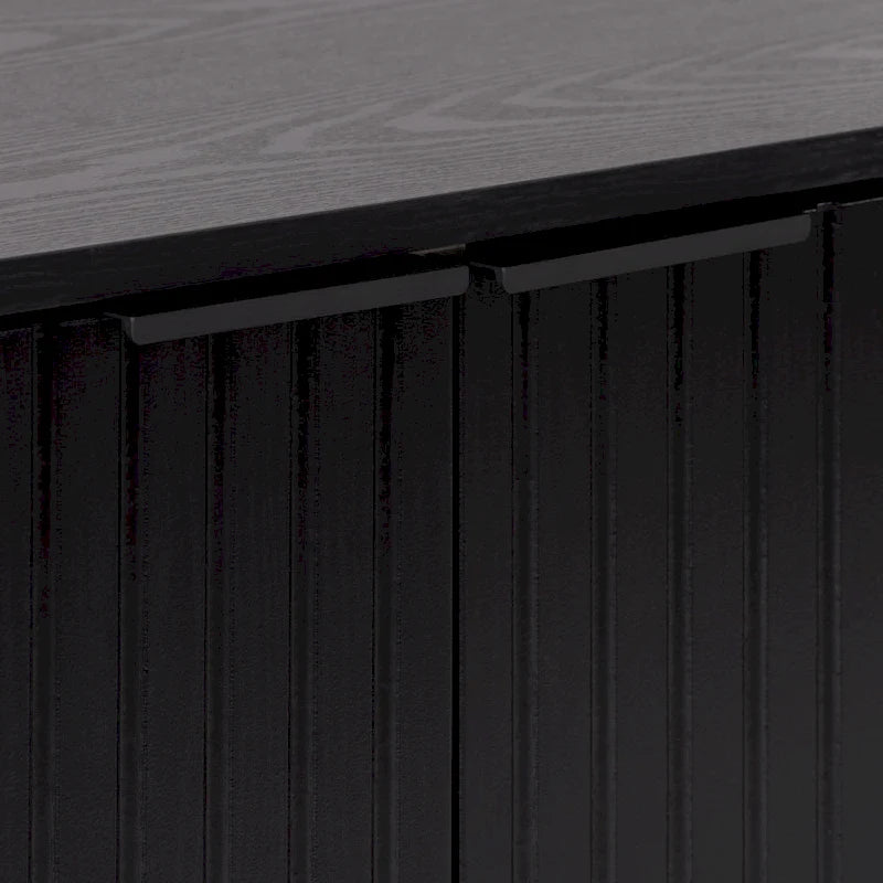 Black / Light Brown Fluted Sideboard Buffet, 2-Door, 62"