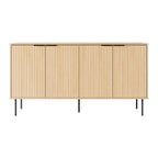 Black / Light Brown Fluted Sideboard Buffet, 2-Door, 62"