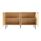 Black / Light Brown Fluted Sideboard Buffet, 2-Door, 62"