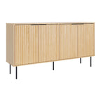 Black / Light Brown Fluted Sideboard Buffet, 2-Door, 62"