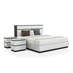 White & Metallic Gray 3-Piece Platform Bedroom Set with USB – King / Cal King / Queen (Sleeps 2)