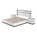 White & Metallic Gray 3-Piece Platform Bedroom Set with USB – King / Cal King / Queen (Sleeps 2)