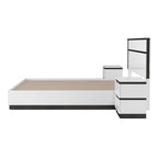 White & Metallic Gray 3-Piece Platform Bedroom Set with USB – King / Cal King / Queen (Sleeps 2)