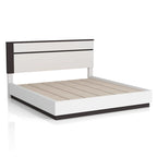 White & Metallic Gray 3-Piece Platform Bedroom Set with USB – King / Cal King / Queen (Sleeps 2)
