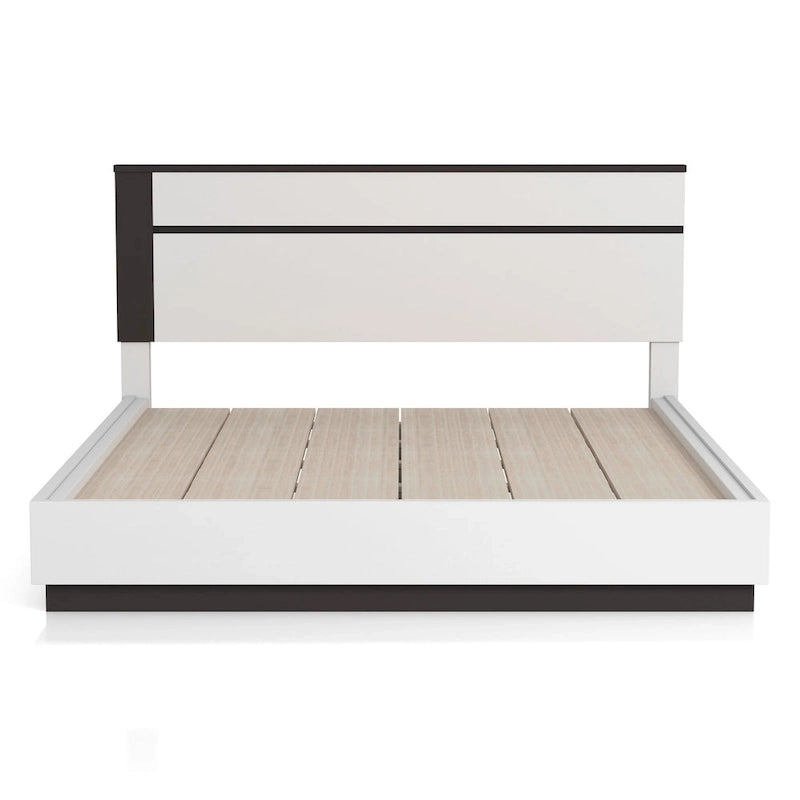 White & Metallic Gray 3-Piece Platform Bedroom Set with USB – King / Cal King / Queen (Sleeps 2)
